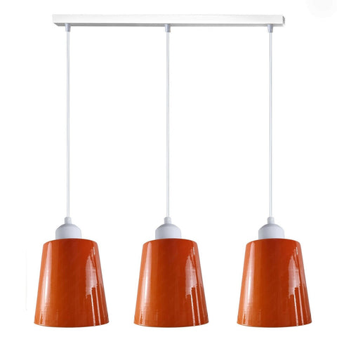 Suspension industrielle orange à 3 suspensions, parfaite pour l'îlot de cuisine ~ 3961
