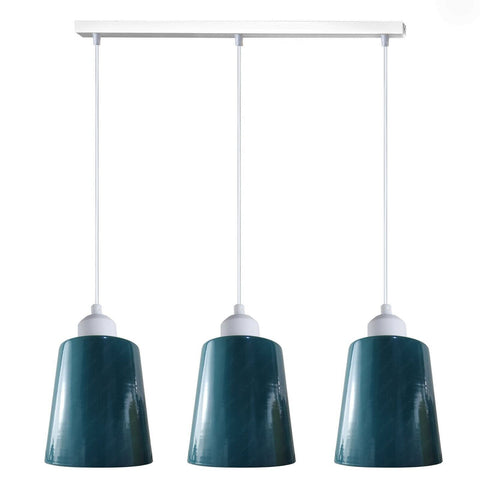 Lampe suspendue industrielle moderne rétro à 3 voies en forme de cloche rectangulaire, différentes couleurs, support E27 UK ~ 3969