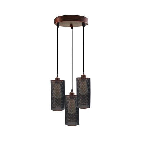 Industriel vintage Retro3 voies Plafond rond Différentes couleurs cage suspension E27 Uk Holder ~ 3968