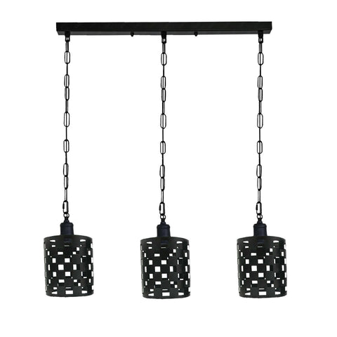 Lampes suspendues industrielles Vintage en forme de cylindre de tambour, plafond en métal noir, 3 voies, rectangle, cage suspendue, E27 ~ 3998