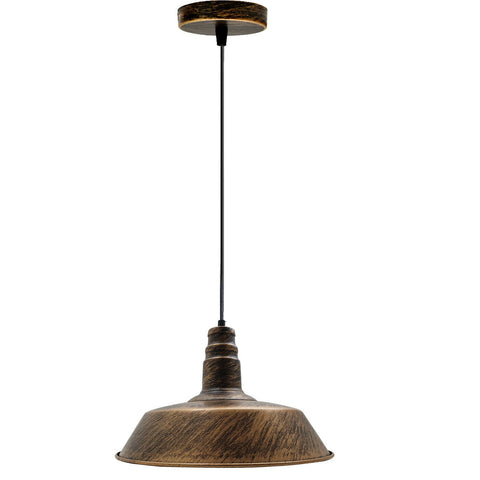Lampes suspendues de plafond en métal de cuivre brossé de forme fendue de grange rétro industrielle Vintage E27 ~ 3992