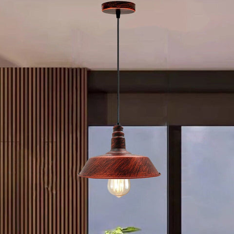 Lampe à suspension rouge rustique de forme fendue de grange rétro industrielle ~ 3991