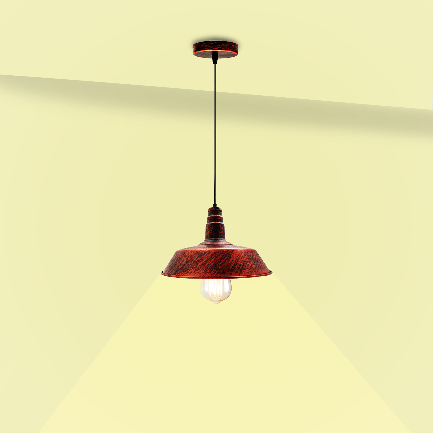 Industrial Retro Barn slotted shape Rustic Red Pendant Light