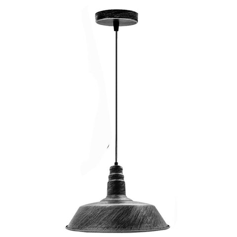 Lampes suspendues de plafond en métal argenté brossé de forme fendue de grange rétro industrielle Vintage E27 ~ 3990