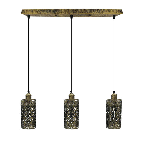 Lampe suspendue industrielle vintage rétro, cylindre de tambour rectangulaire à 3 voies, base de plafond de différentes couleurs, finition brossée ~ 4022