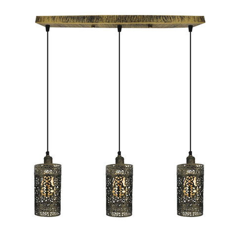 Lampe suspendue industrielle vintage rétro, cylindre de tambour rectangulaire à 3 voies, base de plafond de différentes couleurs, finition brossée ~ 4022