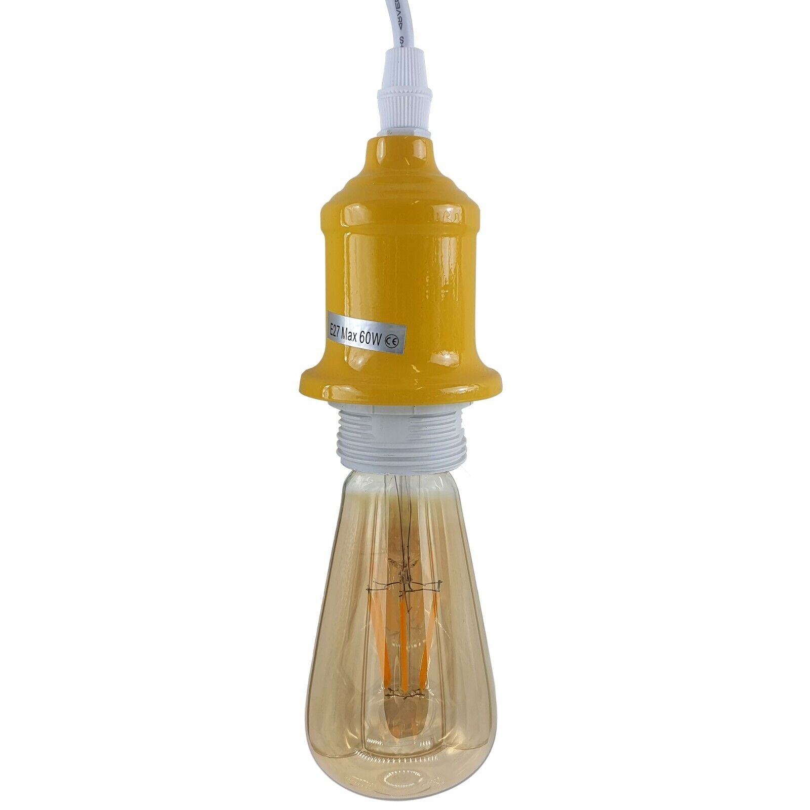 E27 Pendant Holder Ceiling Light Fitting Vintage Industrial Yellow