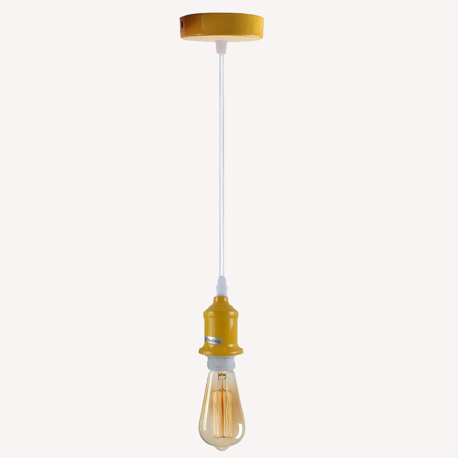 E27 Pendant Holder Ceiling Light Fitting Vintage Industrial Yellow