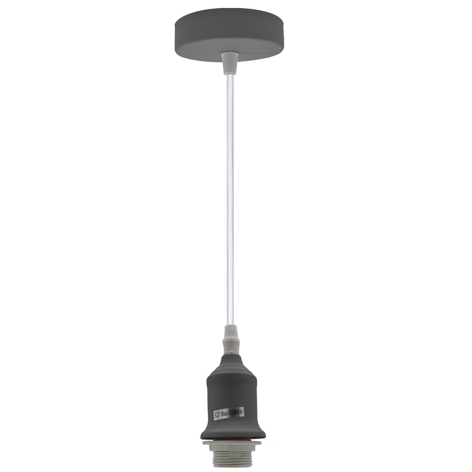 E27 Pendant Holder Ceiling Light Fitting Vintage Industrial Grey