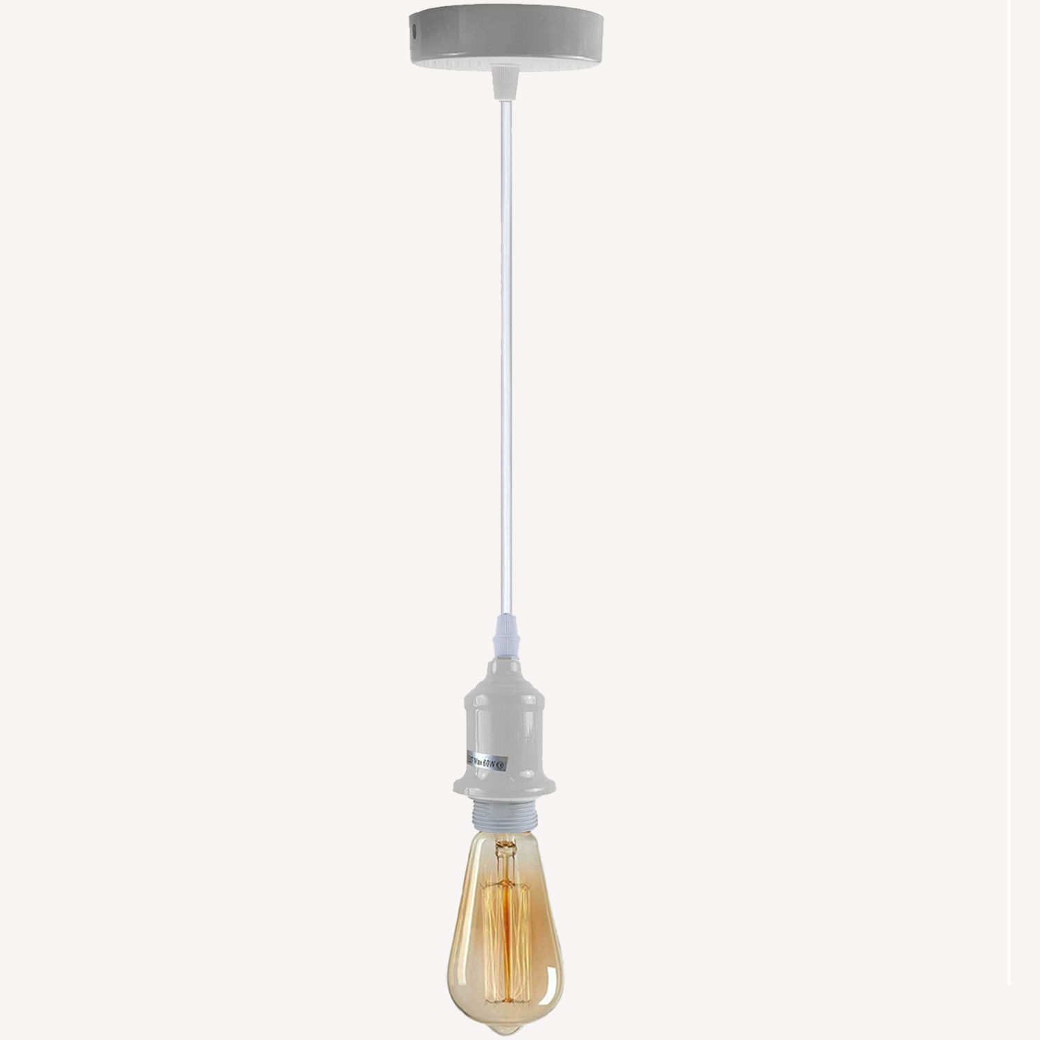 E27 Pendant Holder Ceiling Light Fitting Vintage Industrial White