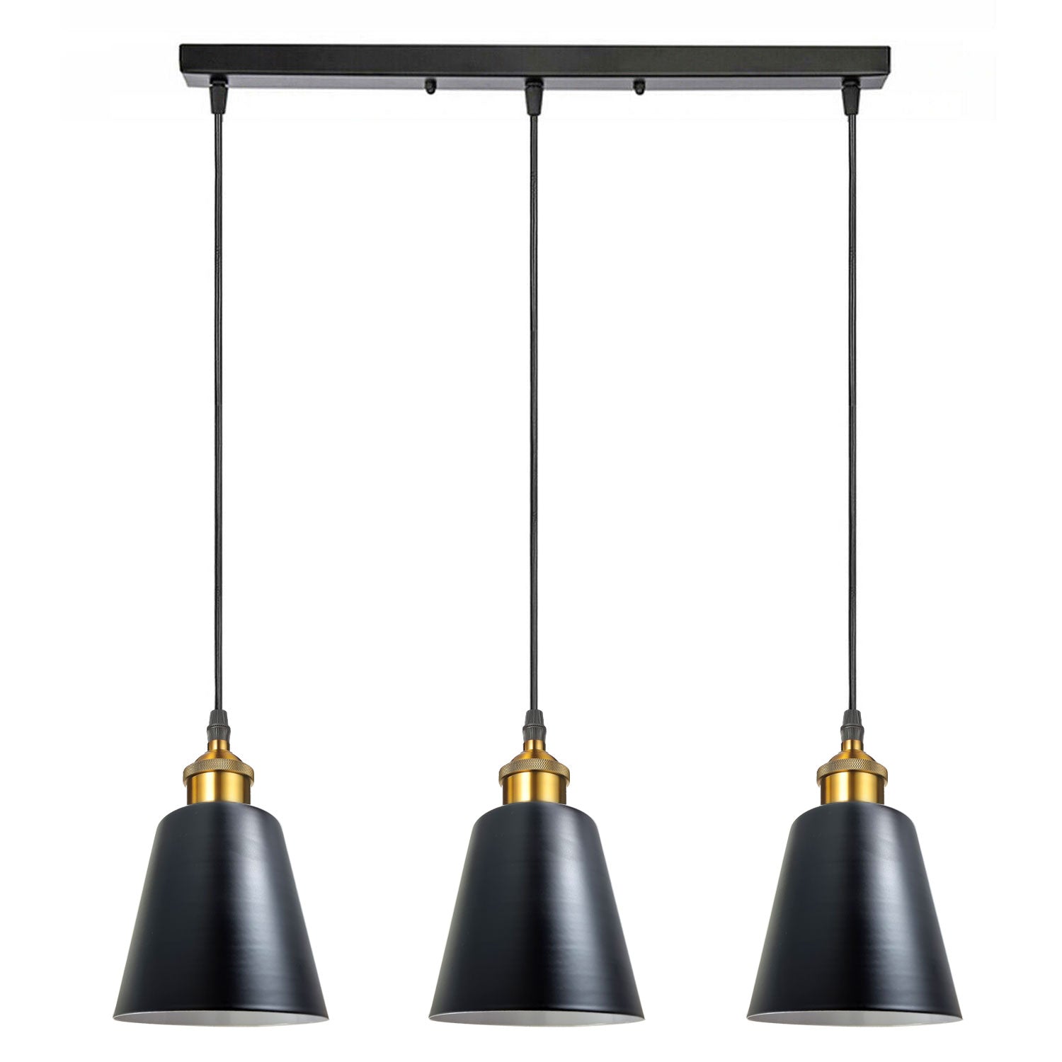 3 Head Black Vintage Industrial Ceiling Hanging Light Shade Loft Style Metal Ceiling Pendant Lamp for Kitchen, Living Room, Dining Room E27 UK