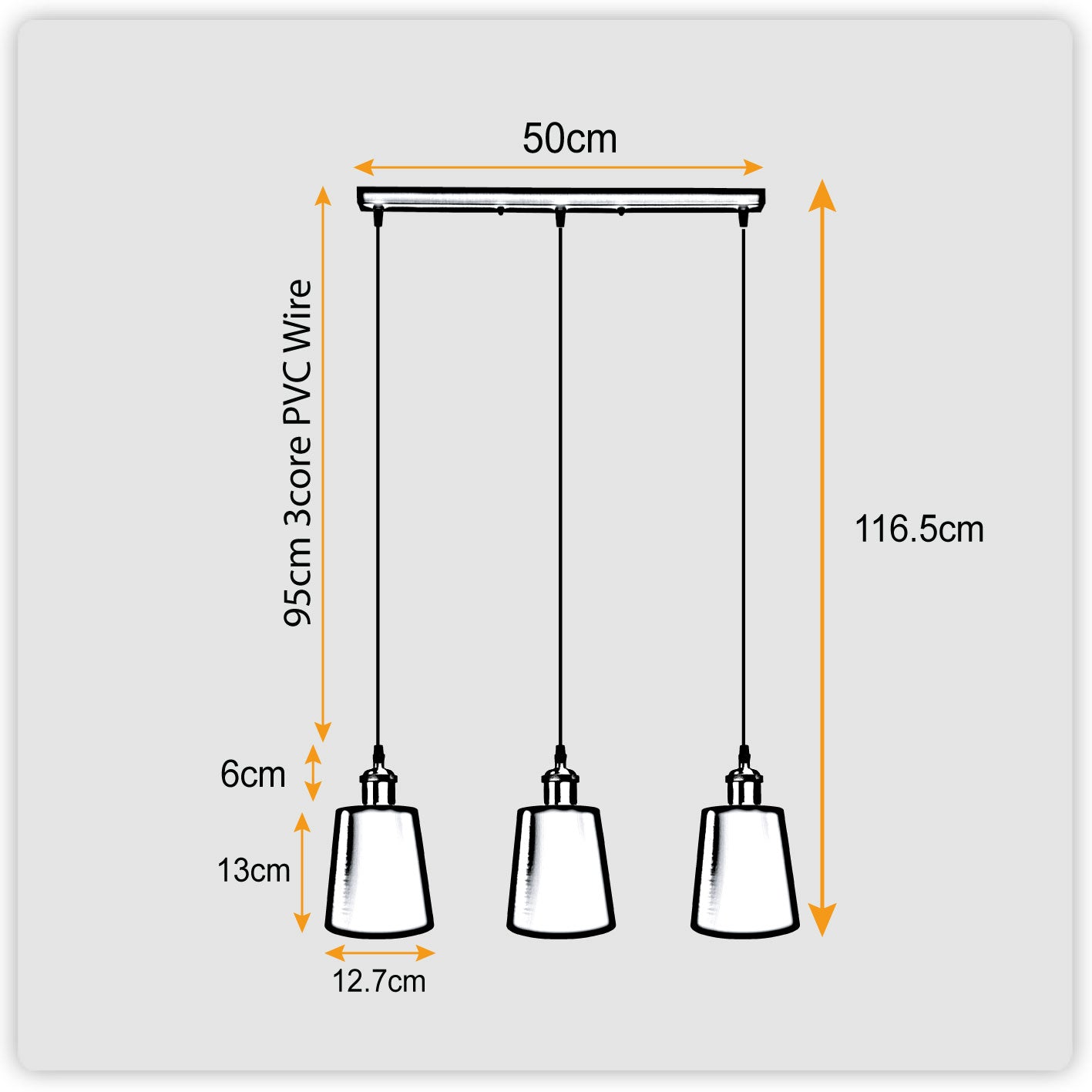 3 Head Black Vintage Industrial Ceiling Hanging Light Shade Loft Style Metal Ceiling Pendant Lamp for Kitchen, Living Room, Dining Room E27 UK