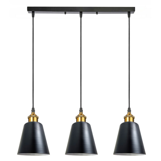 3 Head Black Vintage Industrial Ceiling Hanging Light Shade Loft Style Metal Ceiling Pendant Lamp for Kitchen, Living Room, Dining Room E27 UK