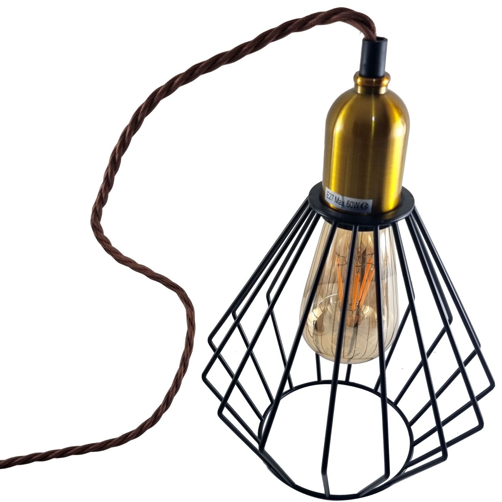 Vintage Retro Ceiling Pendant Light Fitting Wire Cage Lampshades, E27 Holder Hanging Light Kit for Indoor Area