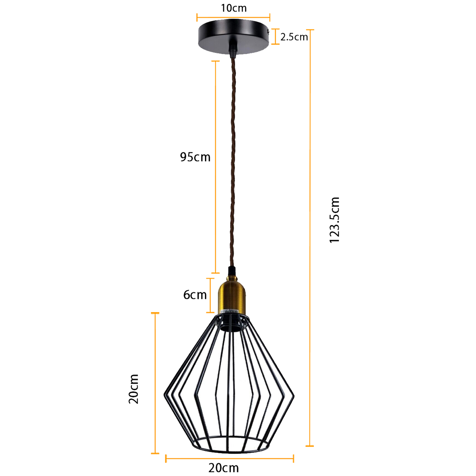 Vintage Retro Ceiling Pendant Light Fitting Wire Cage Lampshades, E27 Holder Hanging Light Kit for Indoor Area