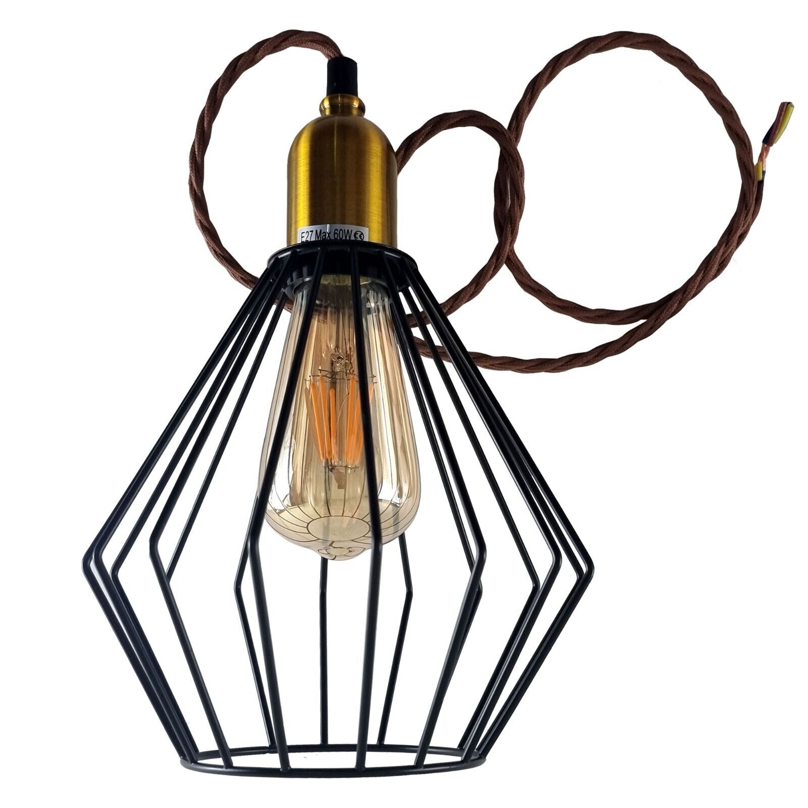 Vintage Retro Ceiling Pendant Light Fitting Wire Cage Lampshades, E27 Holder Hanging Light Kit for Indoor Area