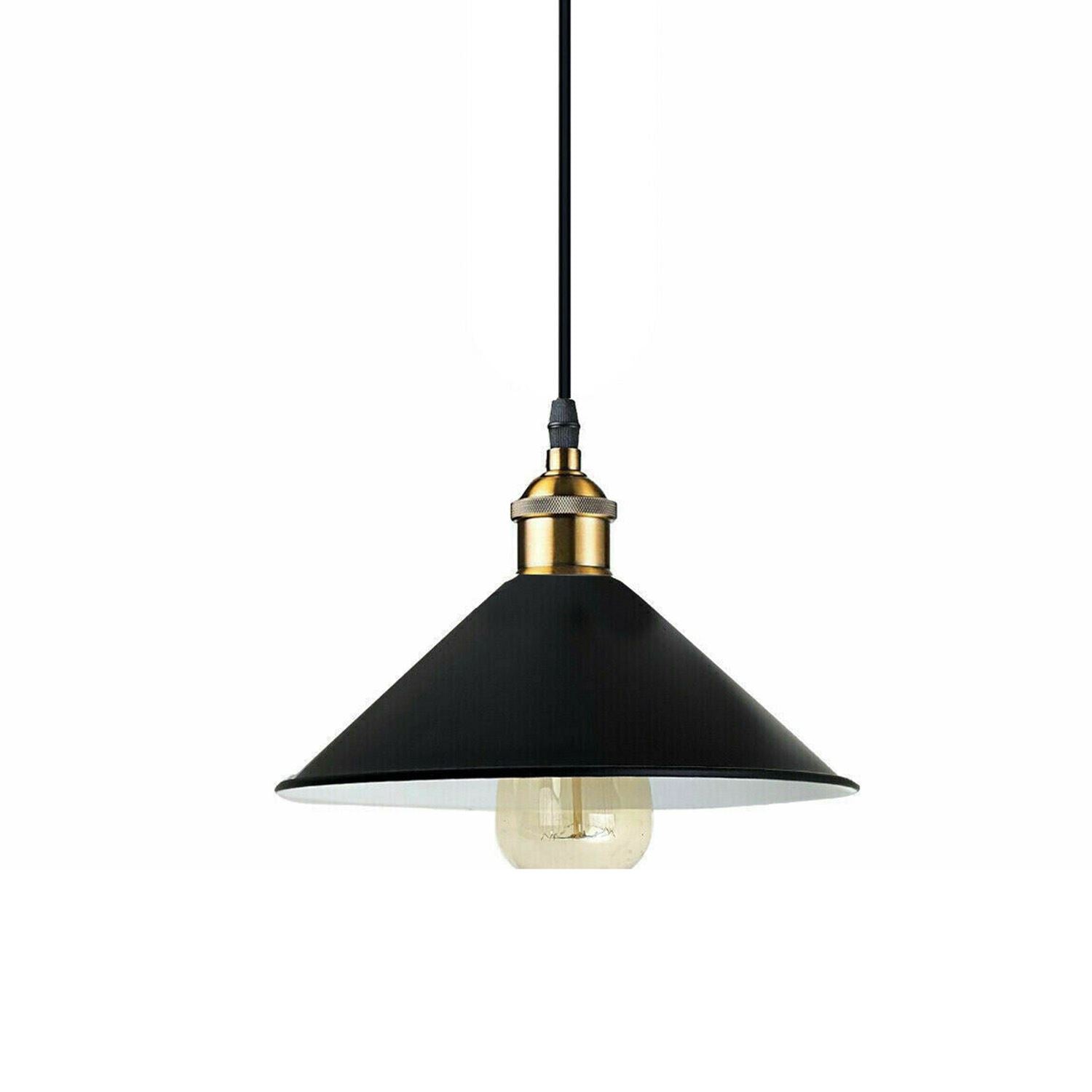 Retro Industrial Black Ceiling Pendant Light Metal Lamp Shade With 95cm Adjustable Cable~1354 - LEDSone UK Ltd