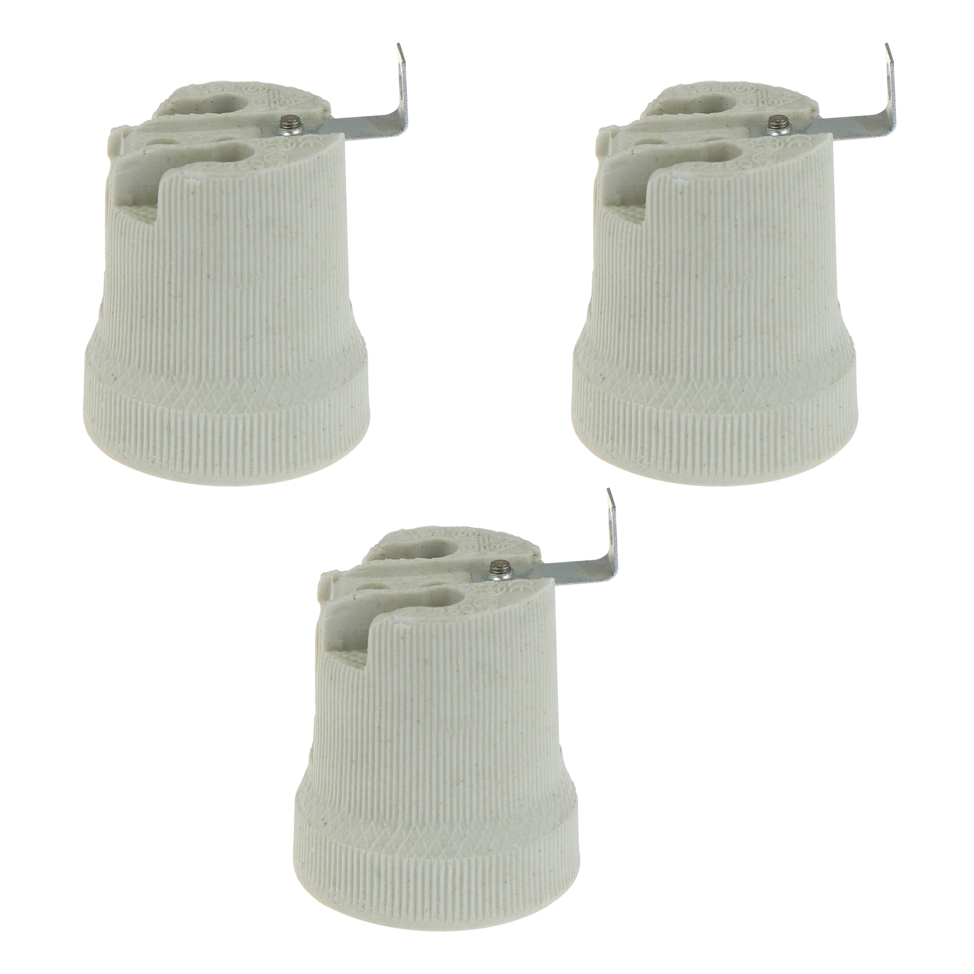 3 Pack E27 Bulb Holder Edison Screw White Ceramic Porcelain Lamp holder For Table Lamp E27 60W Plain Lamp holder Socket UK.