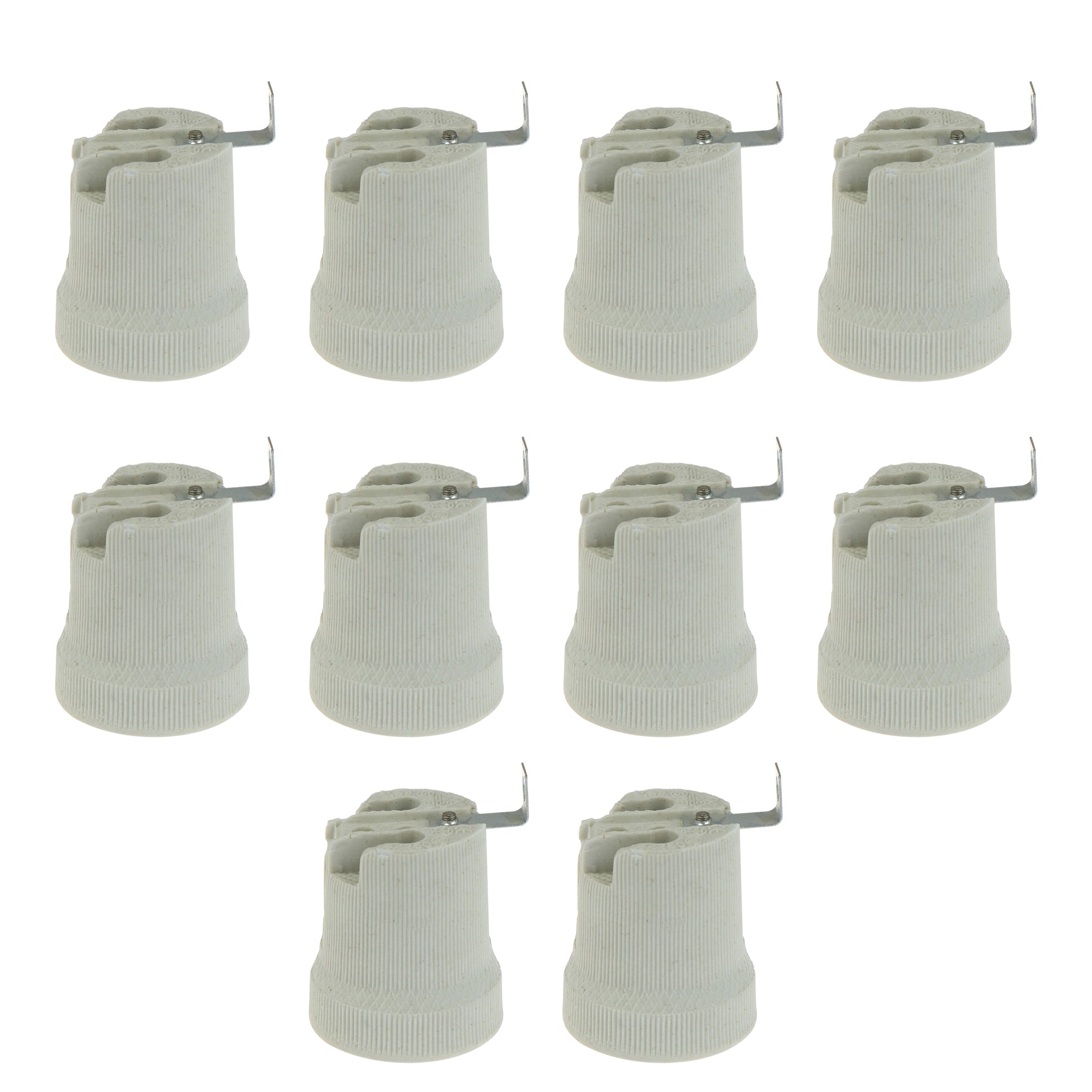 10 Pack E27 Bulb Holder Edison Screw White Ceramic Porcelain Lamp holder For Table Lamp E27 60W Plain Lamp holder Socket UK.