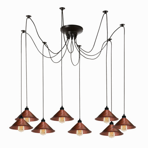 Lampe suspendue en métal avec araignée rouge rustique et industrielle moderne ~ 3397