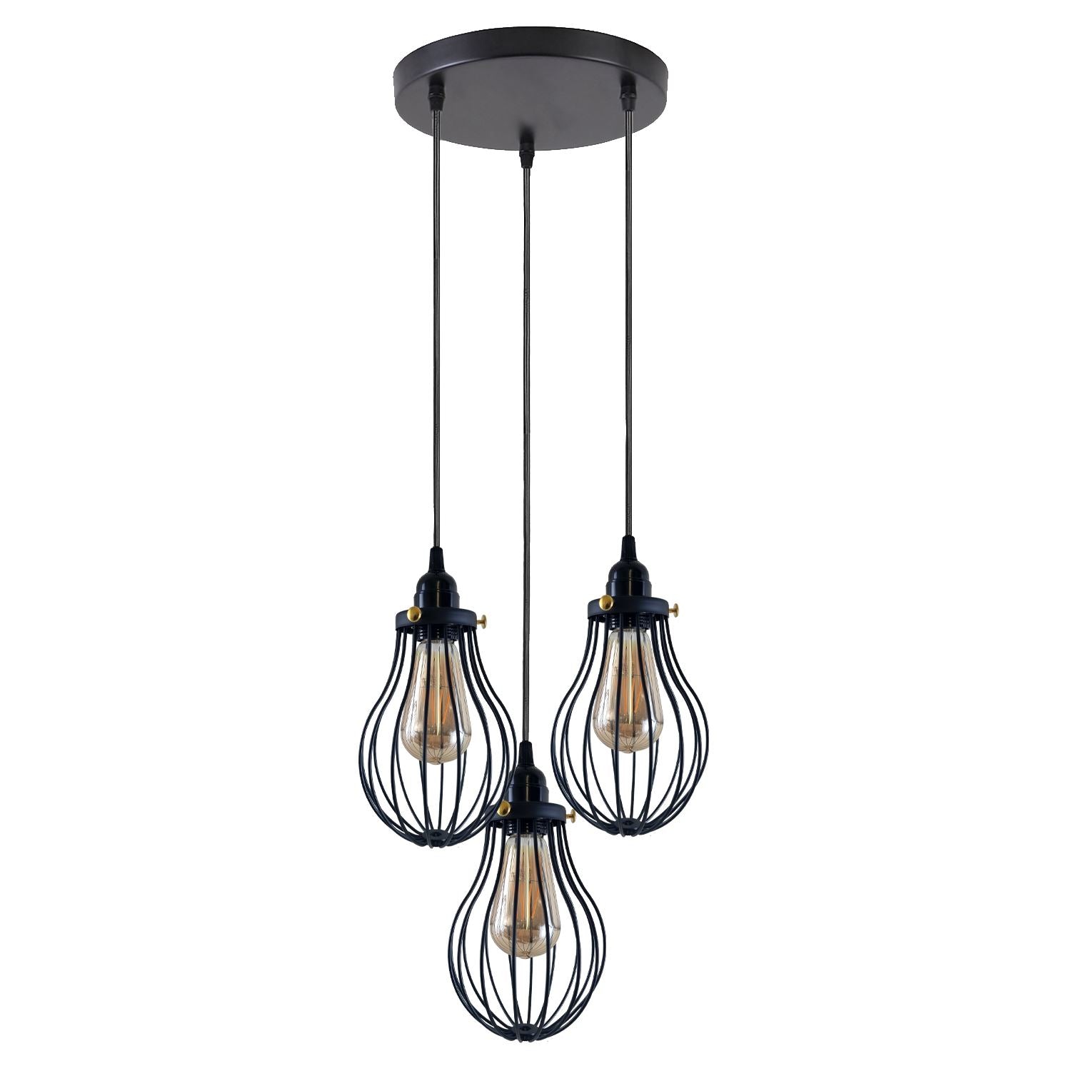 Retro Industrial Black Indoor Hanging Adjustable Pendant Light Big Vase Cage Ceiling Chandelier~3398 - LEDSone UK Ltd