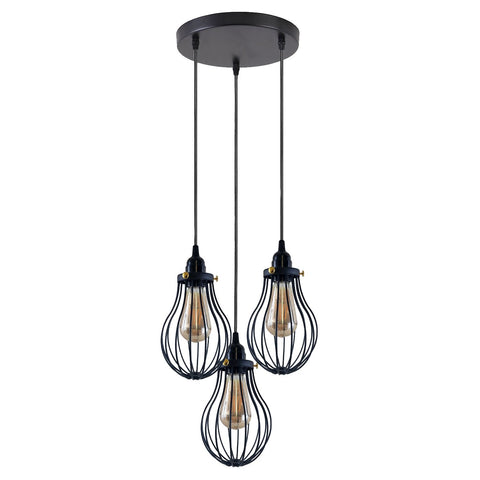 Rétro industriel noir intérieur suspendu réglable suspension grand Vase Cage plafond lustre ~ 3398