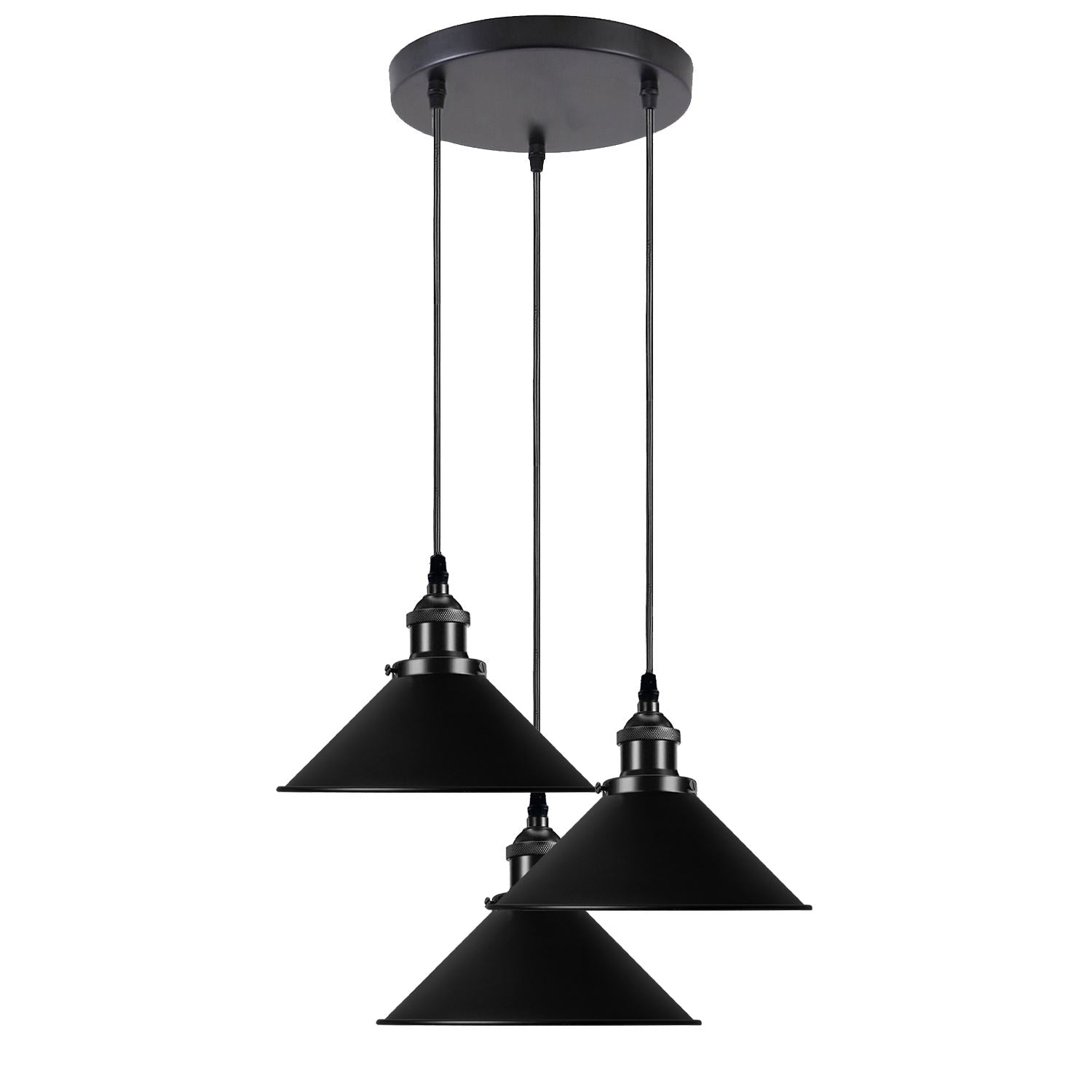 Vintage Ceiling Adjustable Hanging Black Metal Cone Shade Pendant Light Fixture~3393 - LEDSone UK Ltd