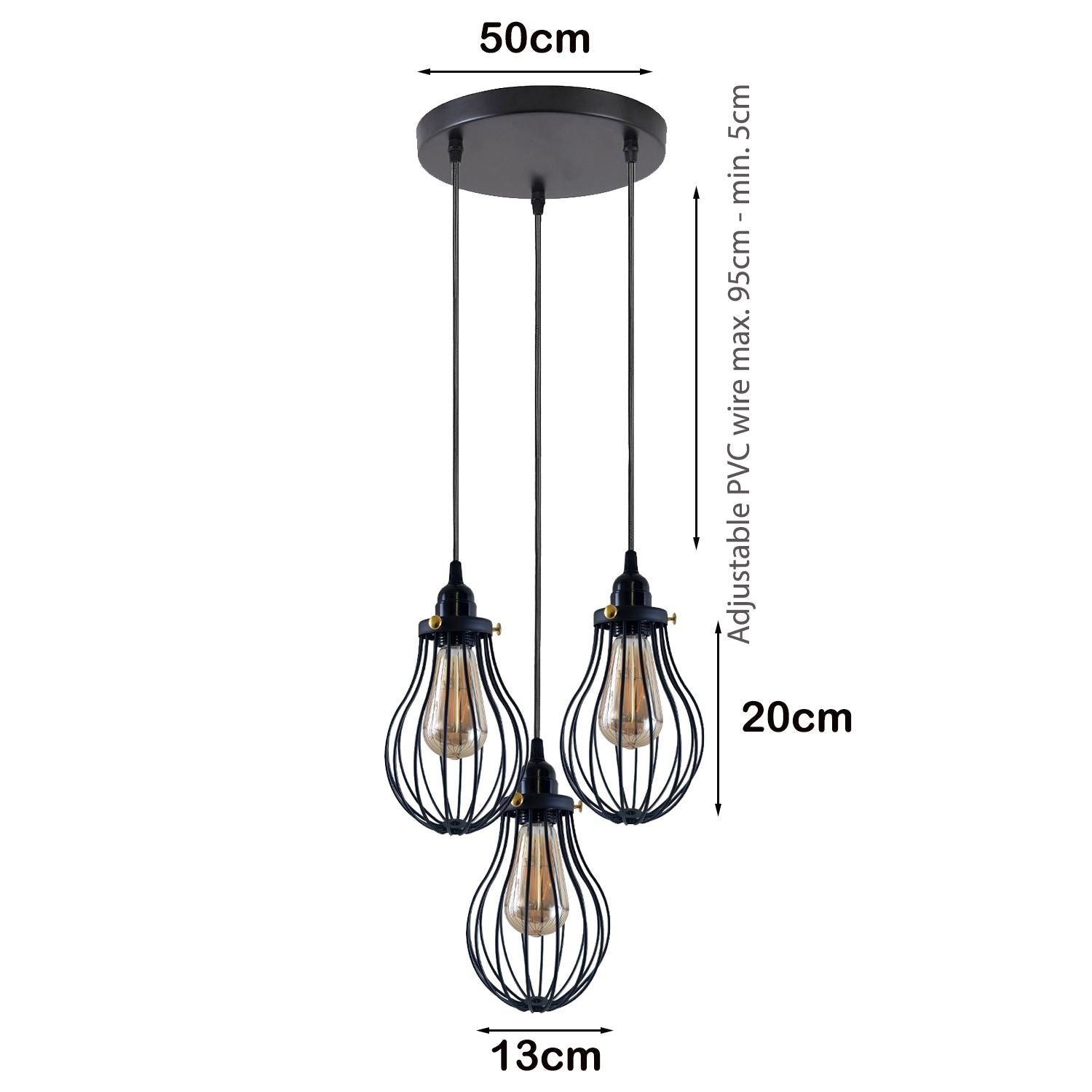 Retro Industrial Black Indoor Hanging Adjustable Pendant Light Big Vase Cage Ceiling Chandelier~3398 - LEDSone UK Ltd