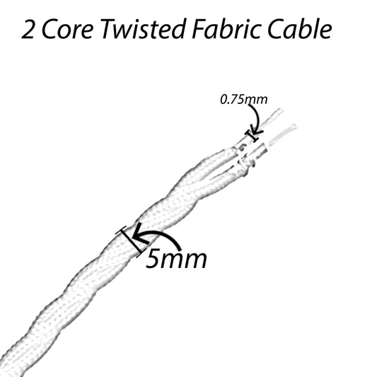 Câble d'éclairage torsadé et rond en tissu tressé à 2 cœurs de 8 ampères Flex ~ 2340