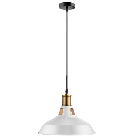 Industriel Vintage moderne en métal rétro E27 plafond blanc grange fendue pendentif ombre ~ 3736