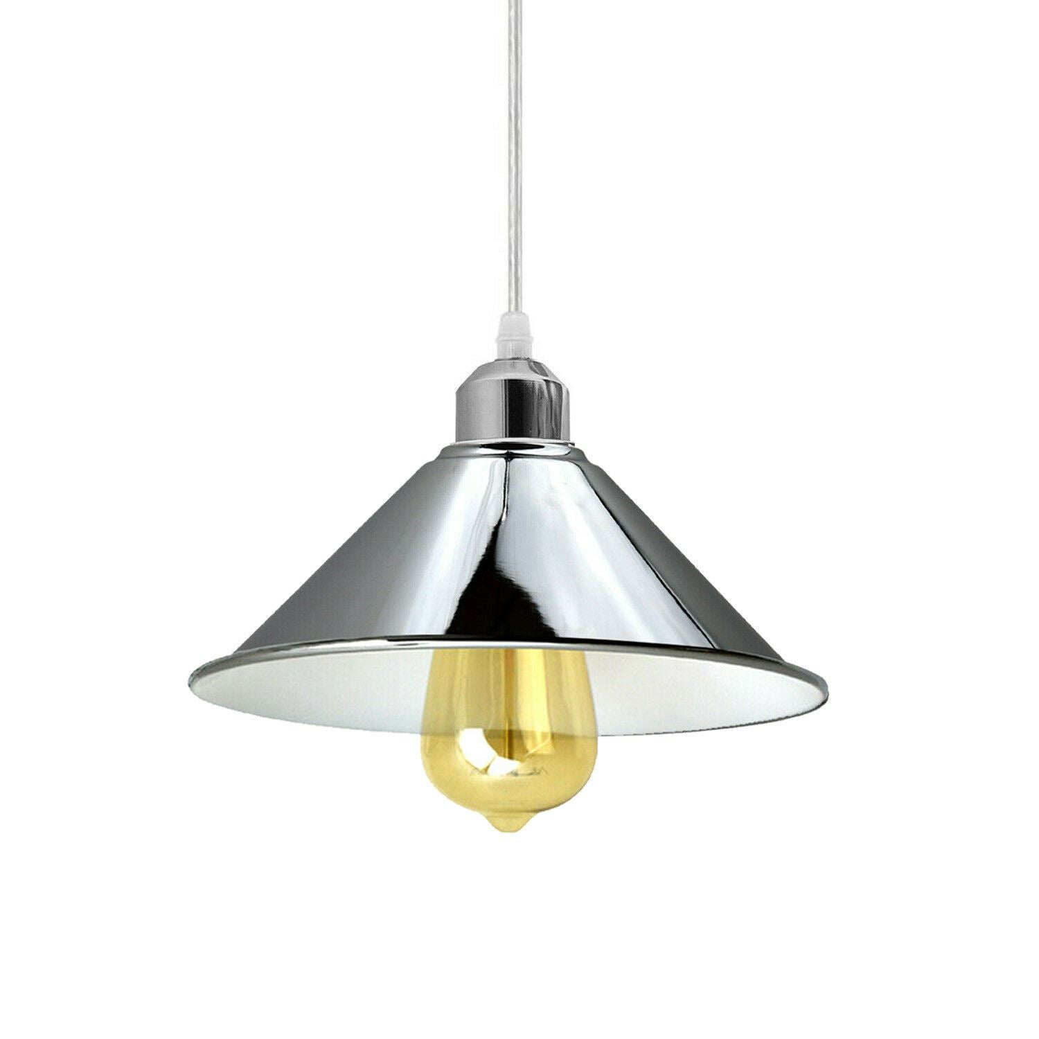 Modern Industrial Chrome 3 Way Ceiling Pendant Light Metal Cone Shape Shade Indoor Hanging Lighting For Bedroom, Dining Room, Living Room~1183 - LEDSone UK Ltd