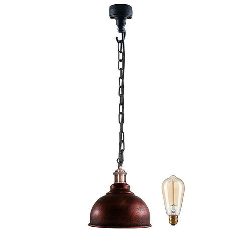 Plafonnier vintage industriel rustique conduit en métal rouge lampe à suspension rétro ~ 1258