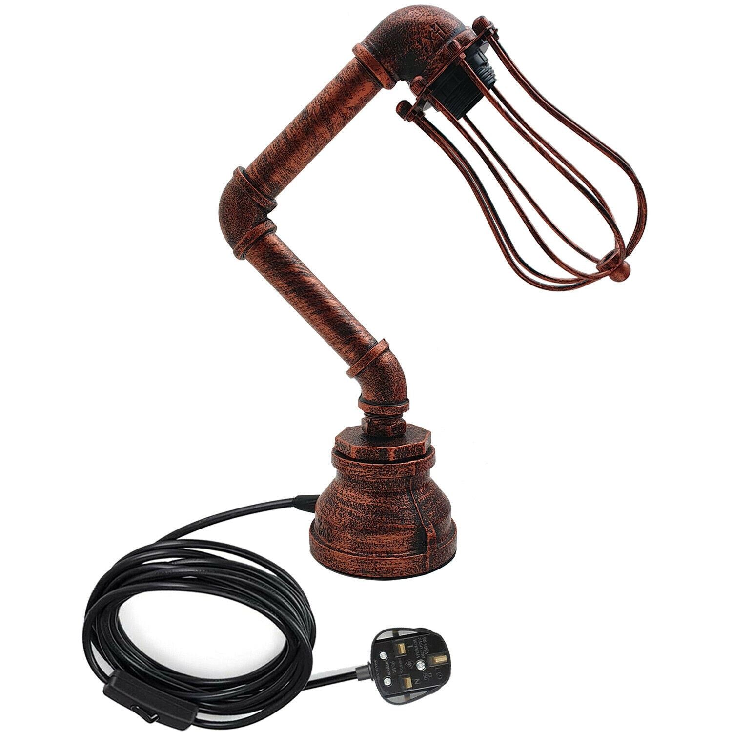 Vintage Industrial Rustic Retro Style Pipe Light Steampunk Desk Table Lamp  Light