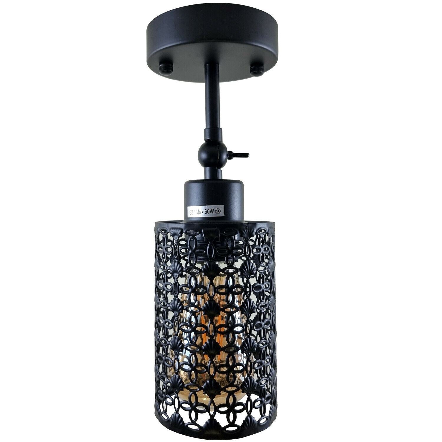 Modern Vintage Industrial Retro Wall Mounted Light Black Sconce with Barrel Cage Lamp Fixture Light UK~1237 - LEDSone UK Ltd