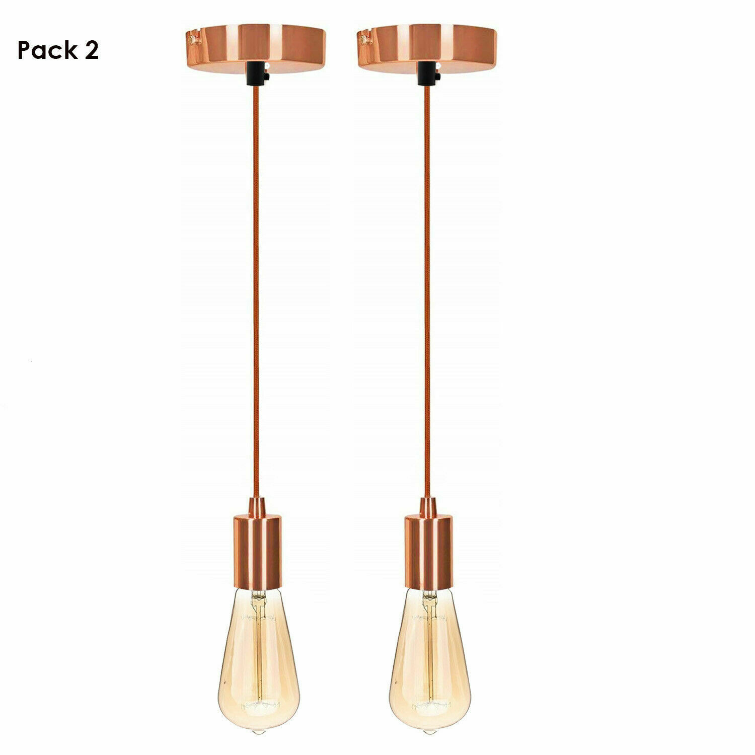 Suspended Ceiling Rose Braided Fabric Flex Rose Gold Pendant Lamp Holder Light Fitting Lighting~1252 - LEDSone UK Ltd