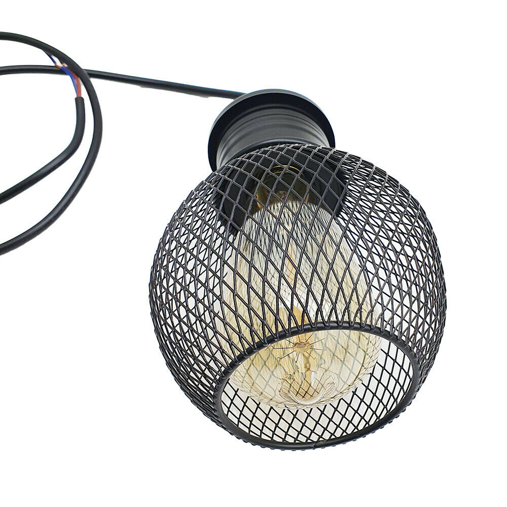 3 Way Pendant Light Wire Cage Black (3)