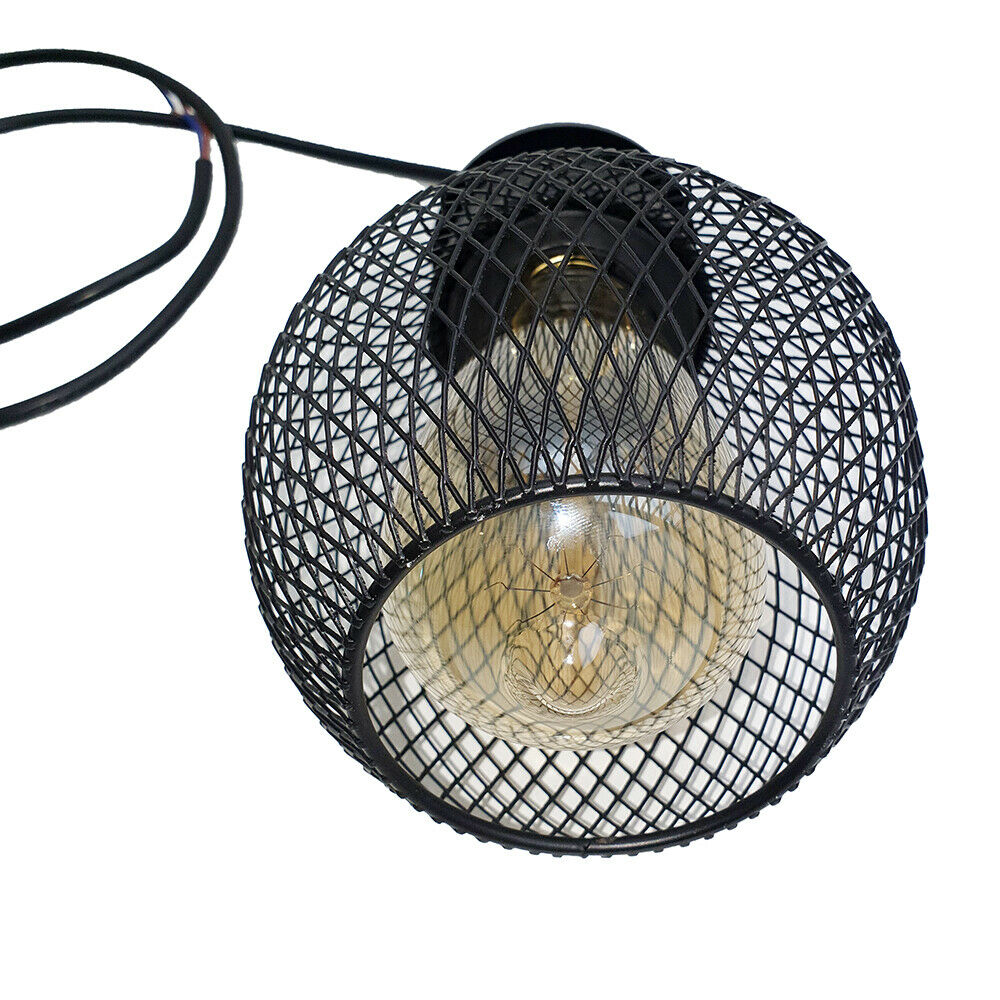 3 Way Pendant Light Wire Cage Black (4)