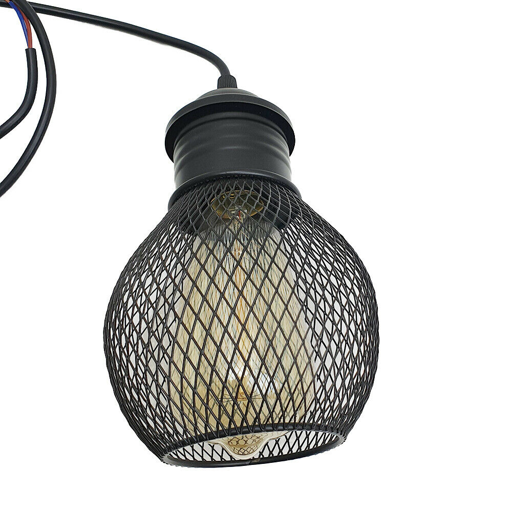 3 Way Pendant Light Wire Cage Black (5)