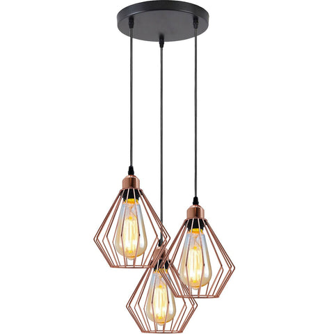 Cage de suspension de plafond moderne adaptée aux lumières en diamant en or rose ~ 1361