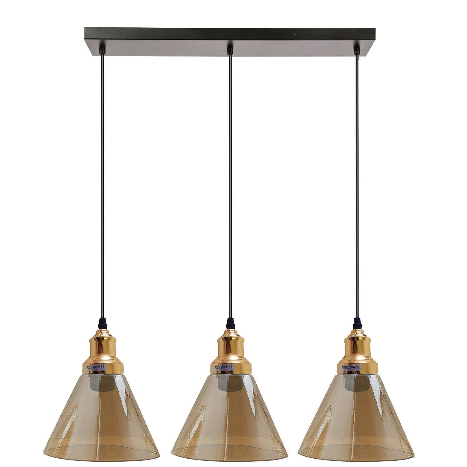 3 Outlet Industrial Retro Loft Glass Ceiling Lampshade Pendant Light~1428 - LEDSone UK Ltd