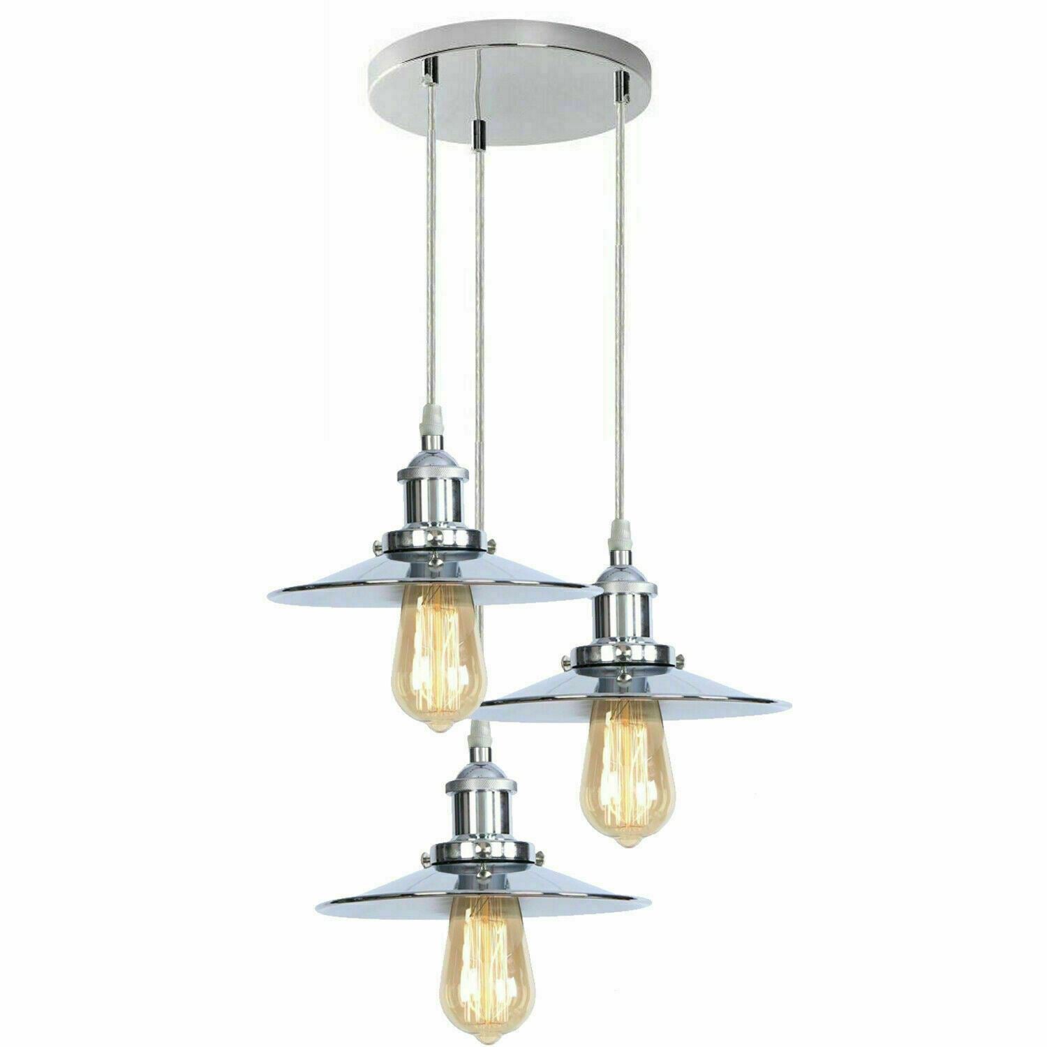 Vintage  Modern Metal Ceiling Pendant Light Chrome Hanging Lamp With 95cm Adjustable Wire~1337 - LEDSone UK Ltd