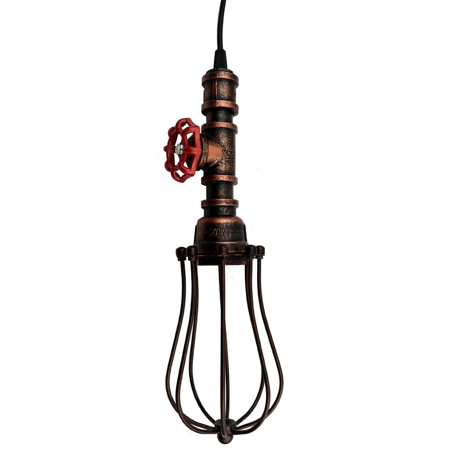 Rustic Red Pendant Light Steampunk Pipe Light Balloon Cage Lamp Hanging Indoor Light Fitting For Kitchen, Living room~1194 - LEDSone UK Ltd