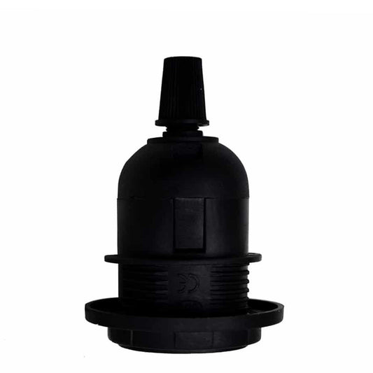 Support d'ampoule suspendu Edison E27 noir avec anneau d'abat-jour et poignée de cordon ~ 2967