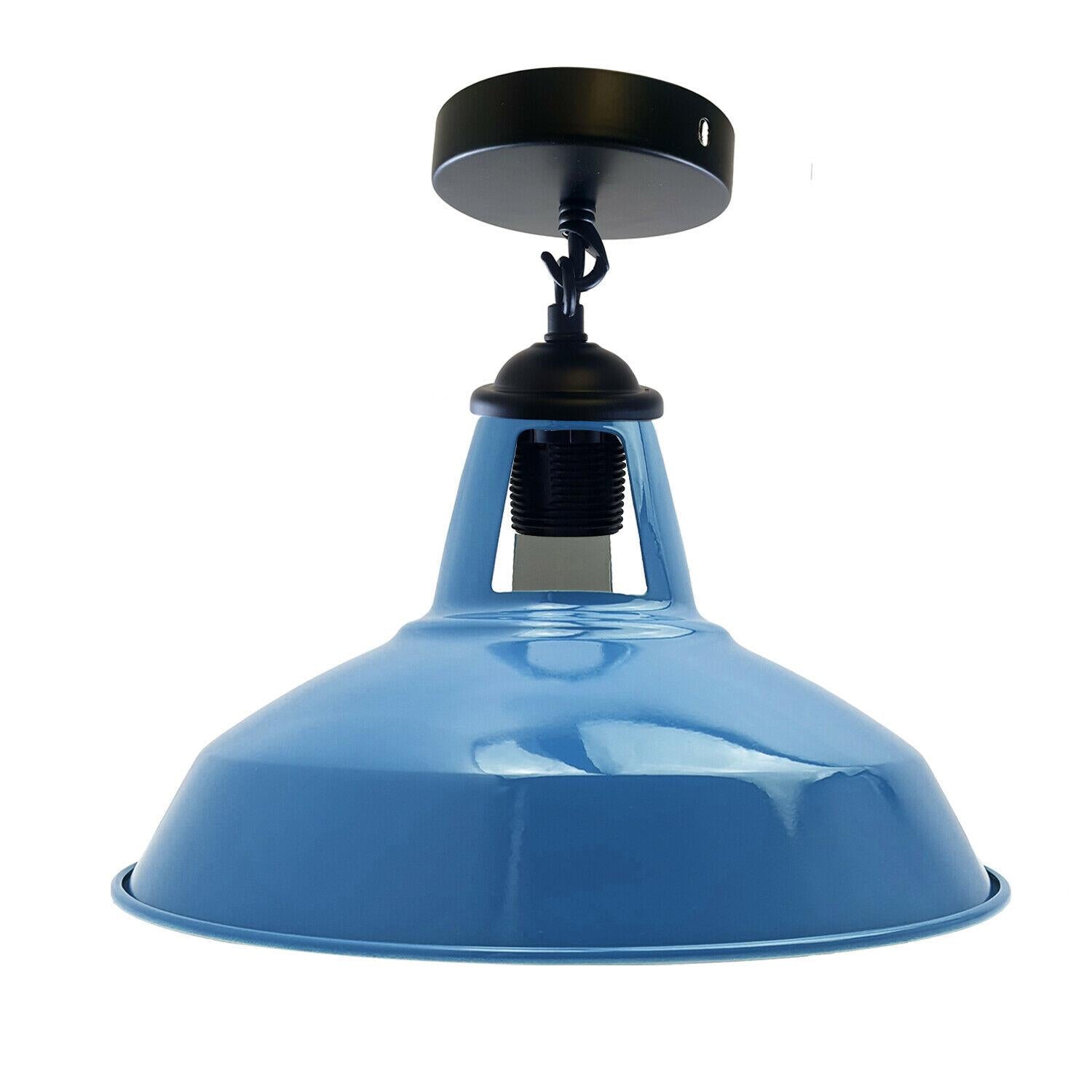 Colour Industrial Metal Ceiling Plate Light Holder & Retro Pendant Lamp Shade~1412 - LEDSone UK Ltd