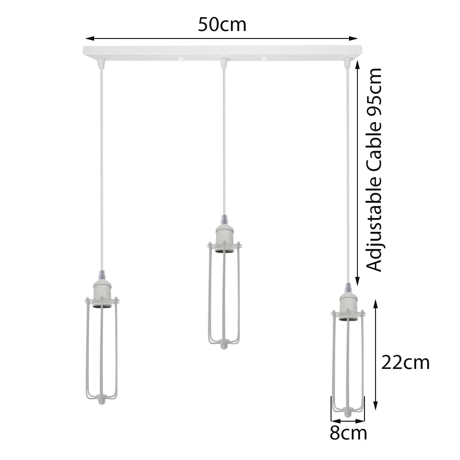 Industrial White colour Wire Cage Shade 3 Head  Pendant Light~3400 - LEDSone UK Ltd