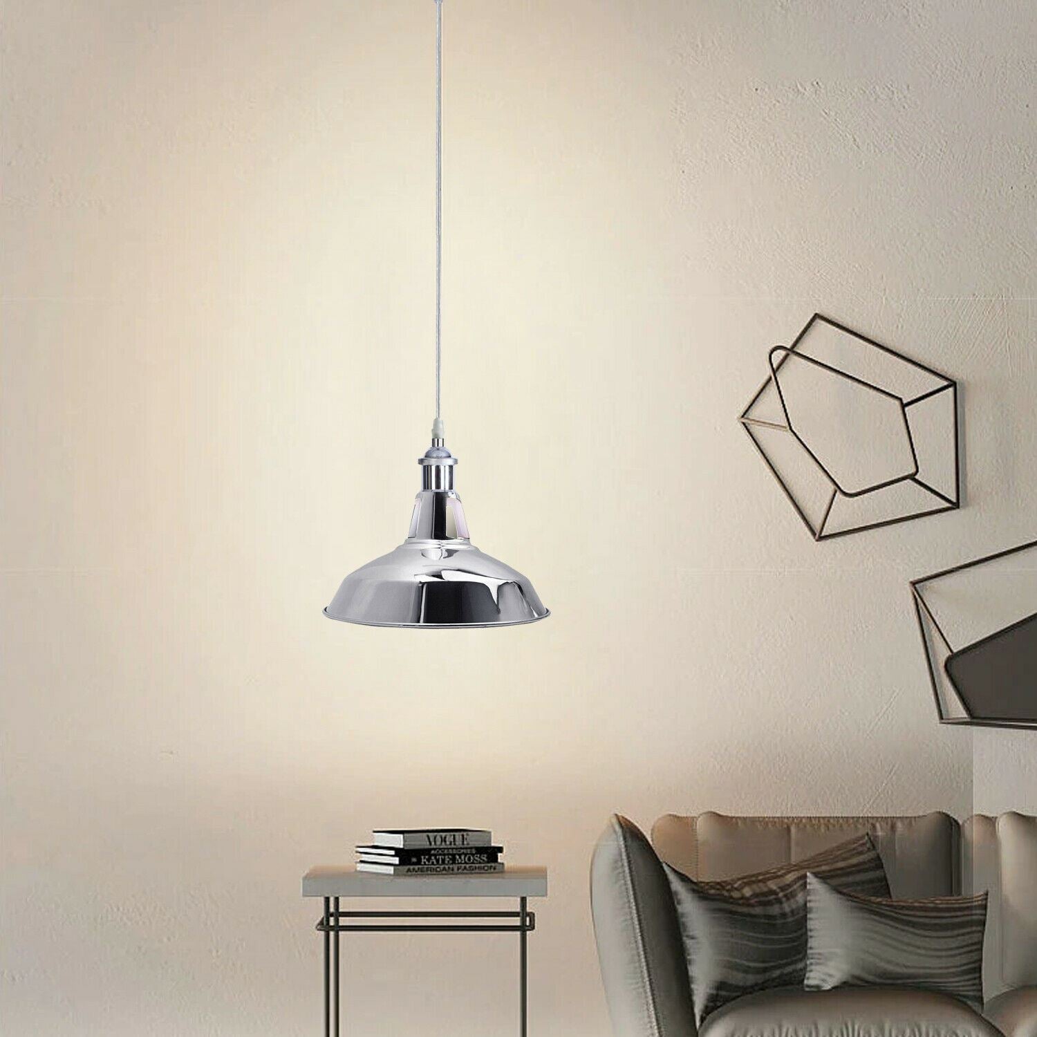 Vintage  Modern Metal Ceiling Pendant Light Chrome Hanging Lamp With 95cm Adjustable Wire~1337 - LEDSone UK Ltd