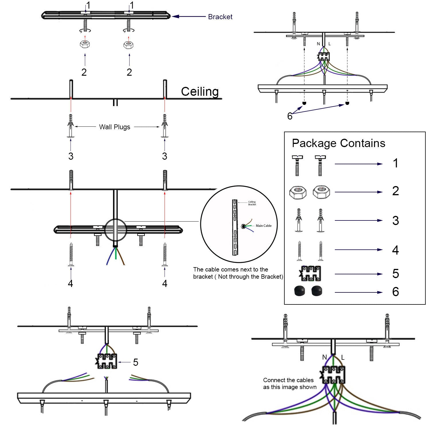 Satin Nickel Multi outlet Ceiling Pendant Kits~1985 - LEDSone UK Ltd