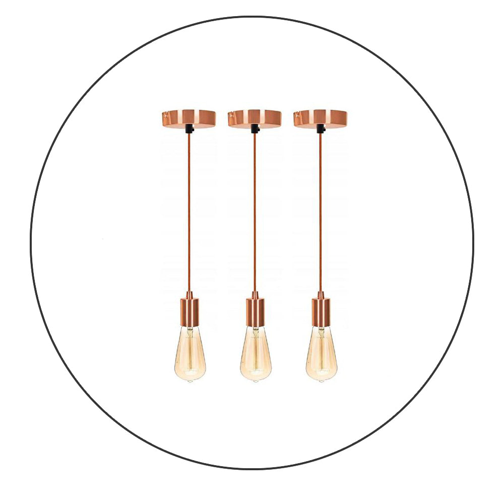 3 Pack E27 Screw 3 Pendant Light Ceiling Rose Fabric Flex Lamp Holder - Shop for LED lights - Transformers - Lampshades - Holders | LEDSone UK