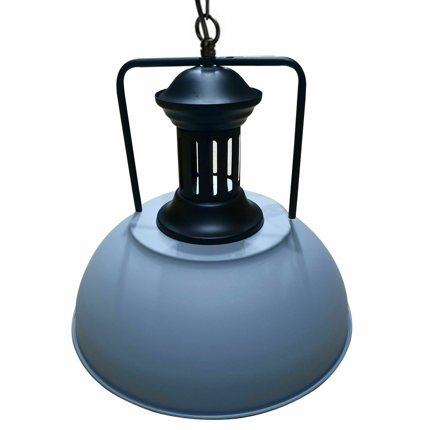 Grey Industrial Metal Ceiling Pendant Shade Modern Hang Retro Pendant Light~3412 - LEDSone UK Ltd