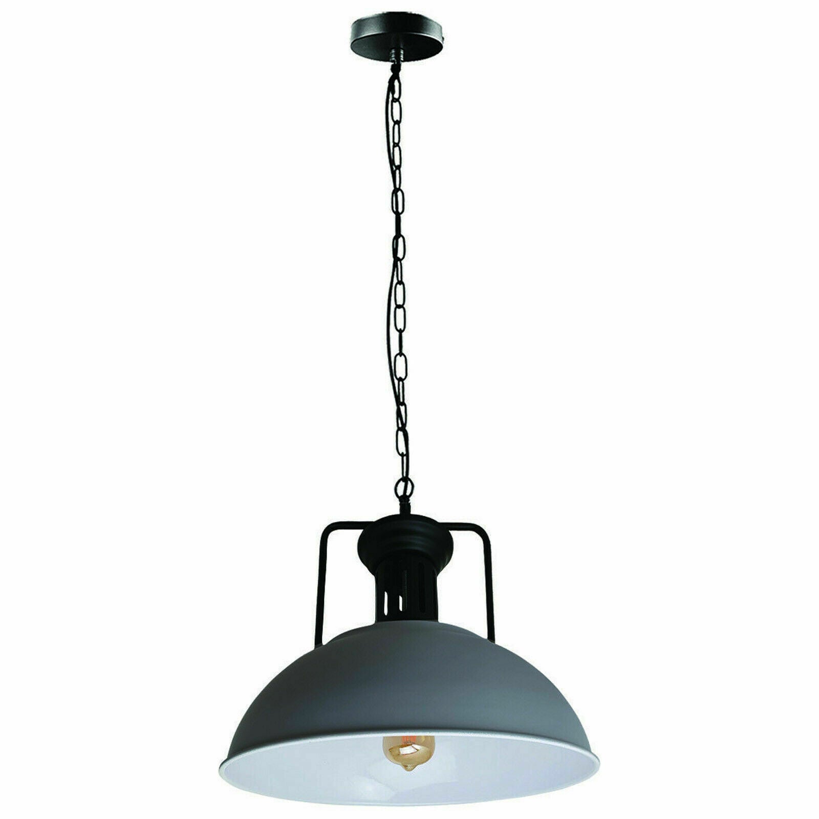 Grey Industrial Metal Ceiling Pendant Shade Modern Hang Retro Pendant Light~3412 - LEDSone UK Ltd